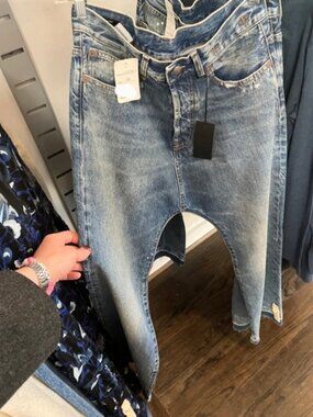 R13 Sz 25 and 28 Blue Denim Drop Crotch Women's Jeans